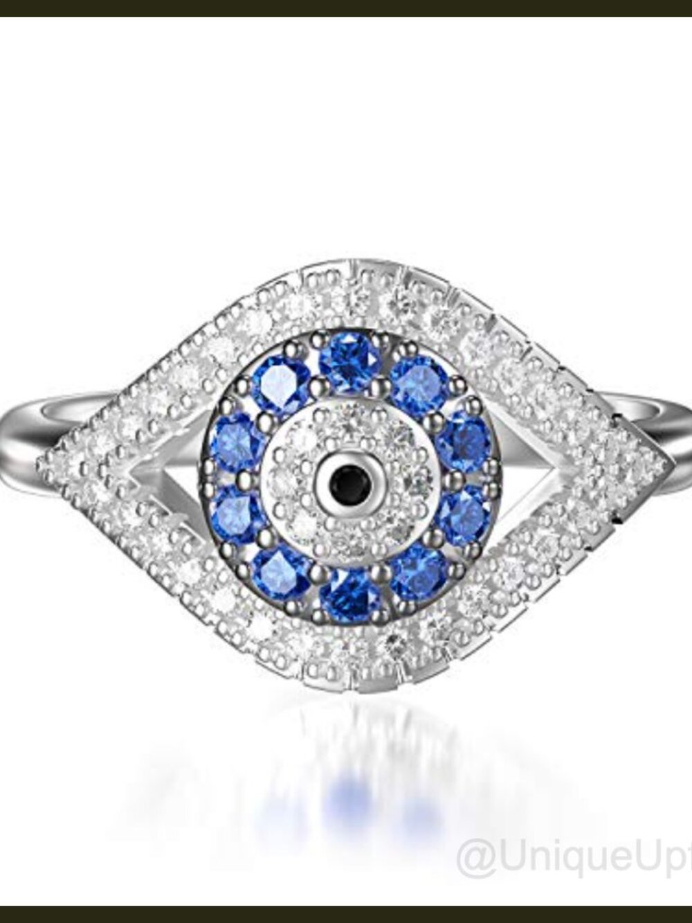 925 Sterling Silver Evil Eye Signet Ring Cubic Zirconia Lucky Protection